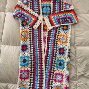 POL Colorful Crochet Cardigan NWOT